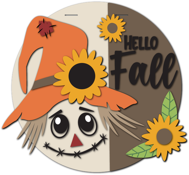 Hello Fall Scarecrow Door Hanger - Finished