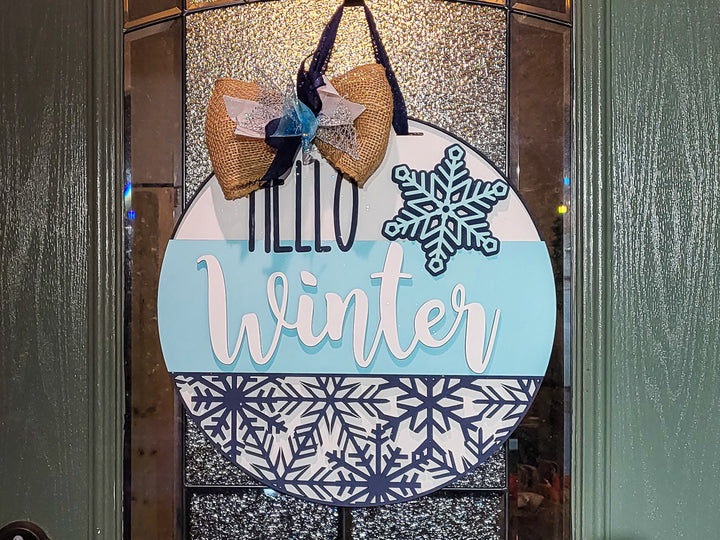 DIY Hello Winter Snowflake Pattern Door Hanger - Unfinished