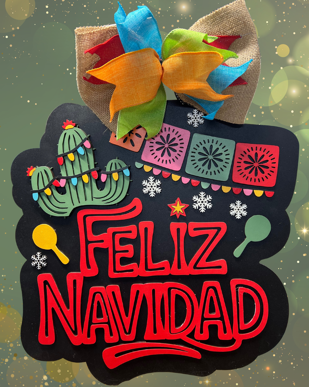 Feliz Navidad 16 inch Door Hanger Sign