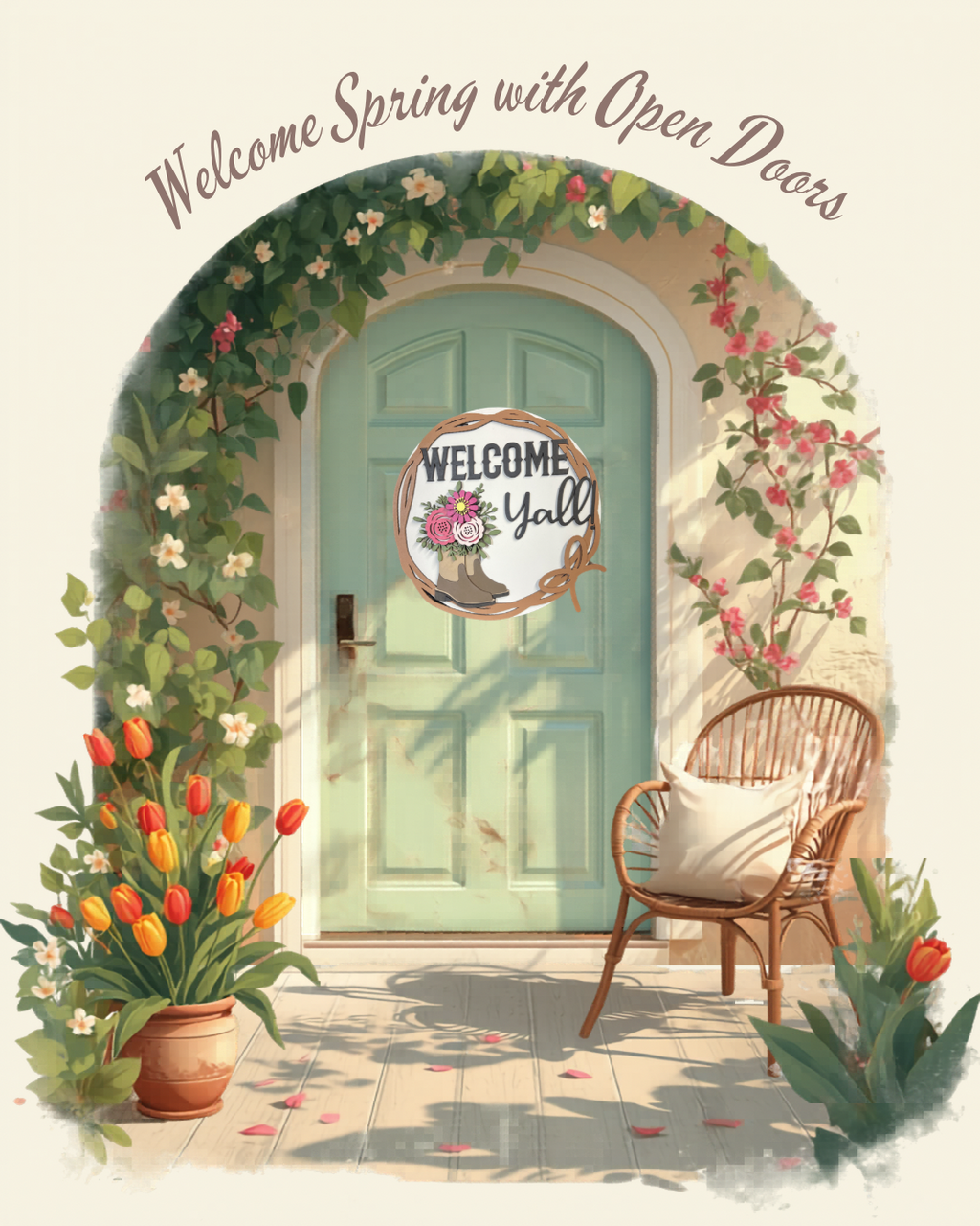 Welcome Y'all Boots Door Hanger - Finished