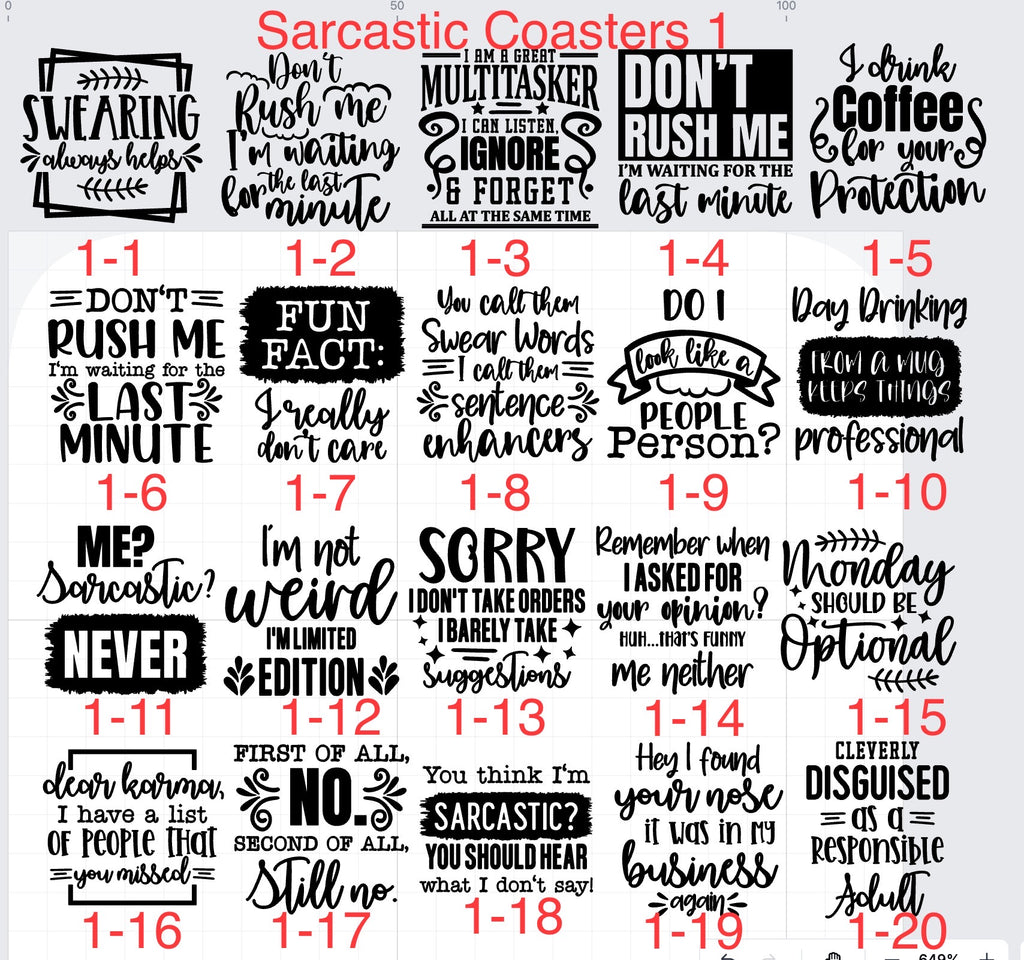 Engraved 4" Slate Coasters Square - Snarky Sayings (sarcastic)