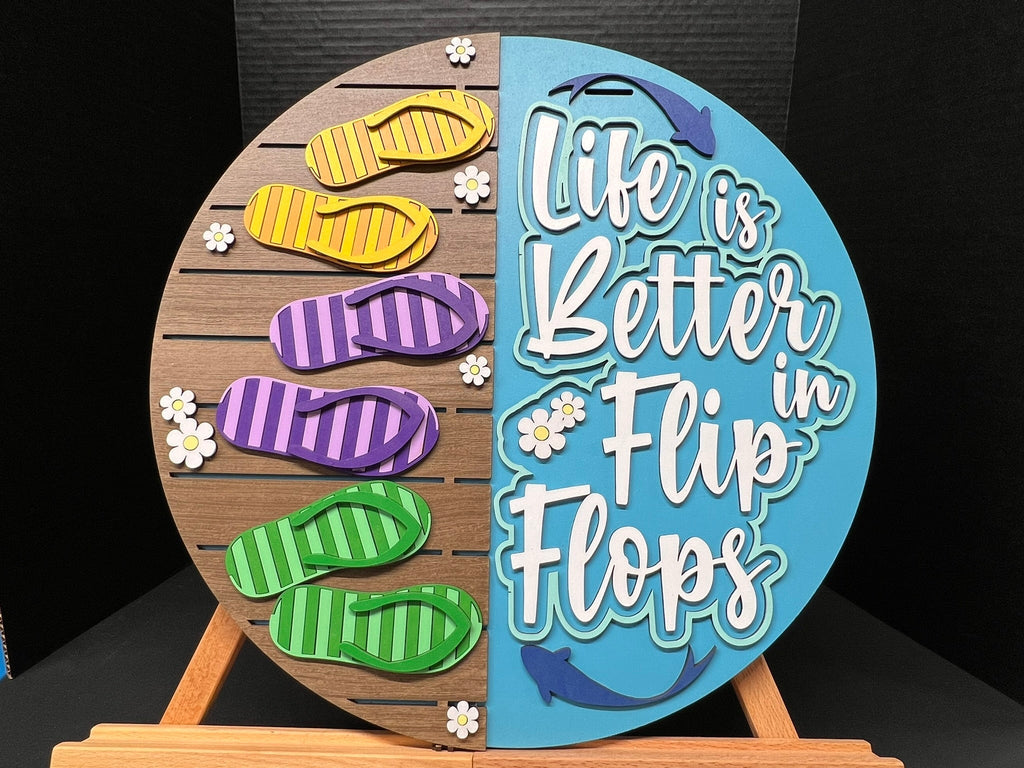 Life is Better in Flip Flops Door Hanger Sign - Finished
