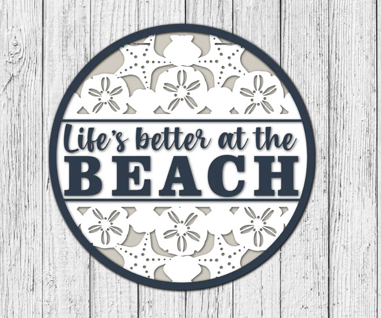 Life is better at the Beach Shells Door Hanger Sign - Finished