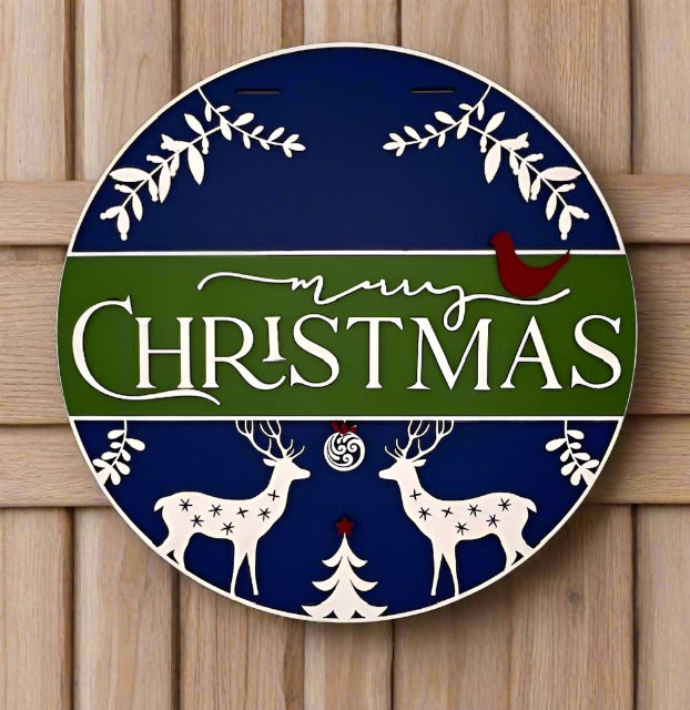 Merry Christmas with Deer Door Hanger - Finished