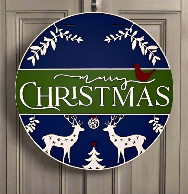 Merry Christmas with Deer Door Hanger - Finished