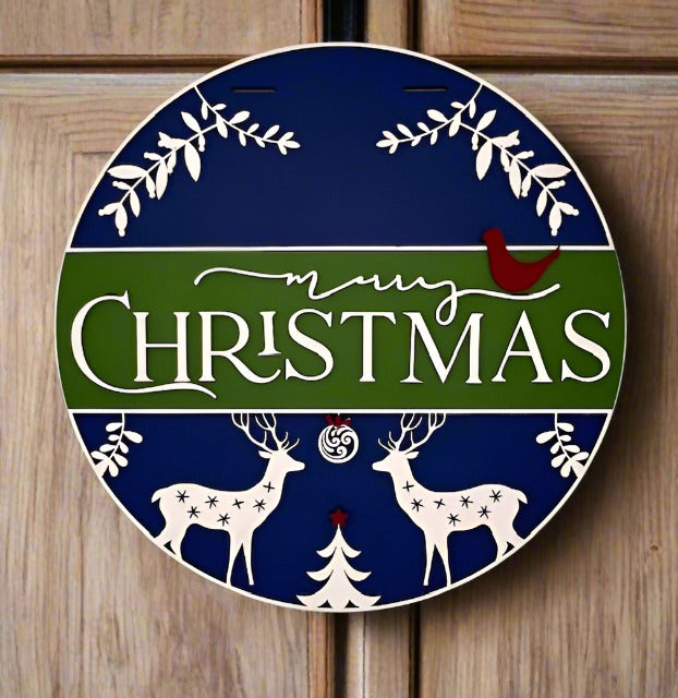 Merry Christmas with Deer Door Hanger - Finished