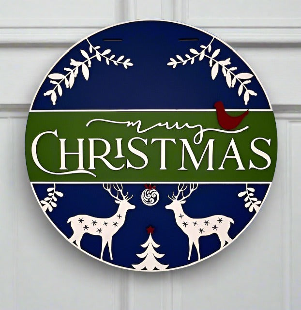Merry Christmas with Deer Door Hanger - Finished