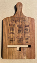 Acacia Tablet / Cookbook Stand, w/Conversions and Cooking Temperatures