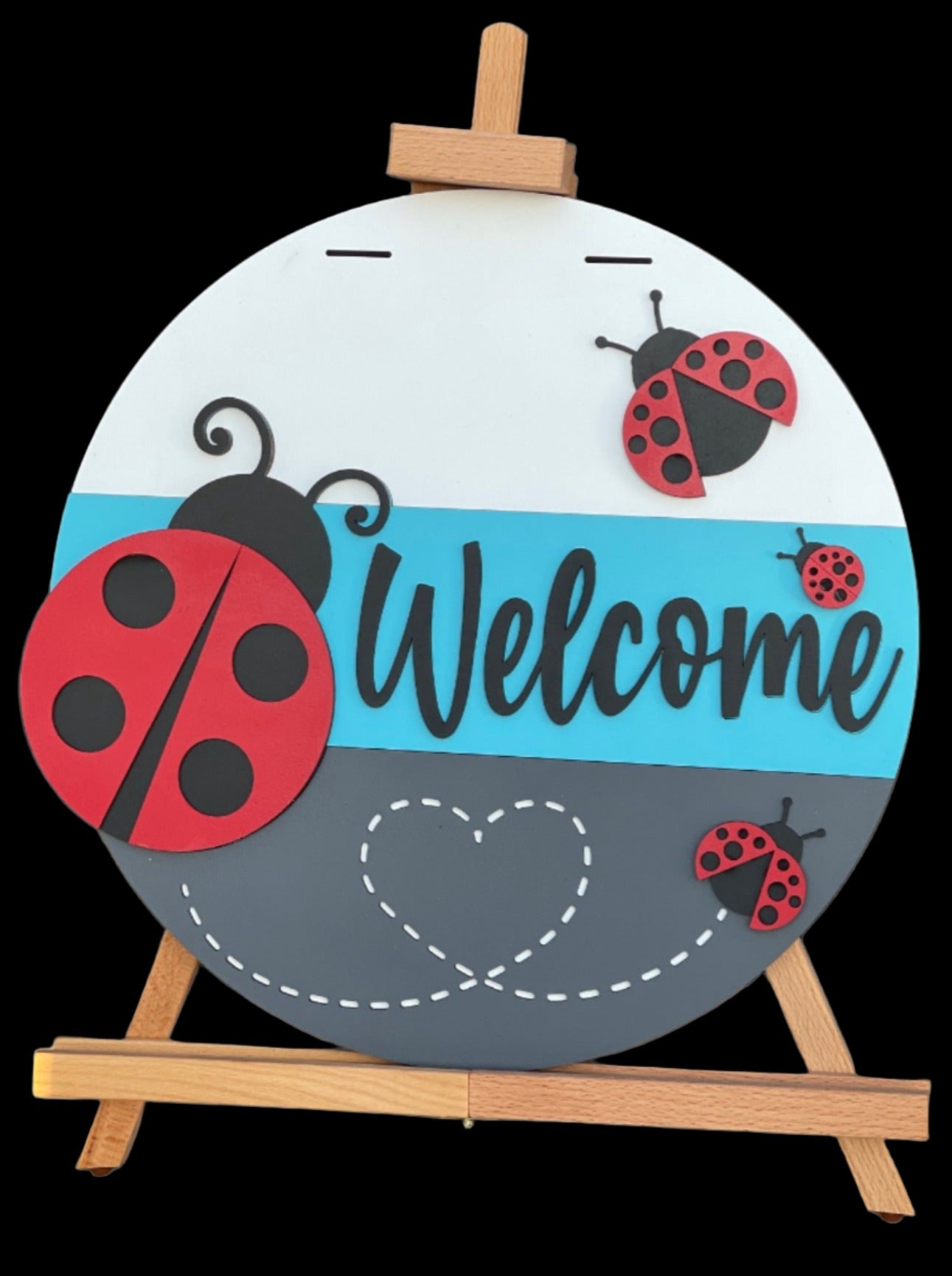Welcome Lady Bug Door Hanger Sign - Finished
