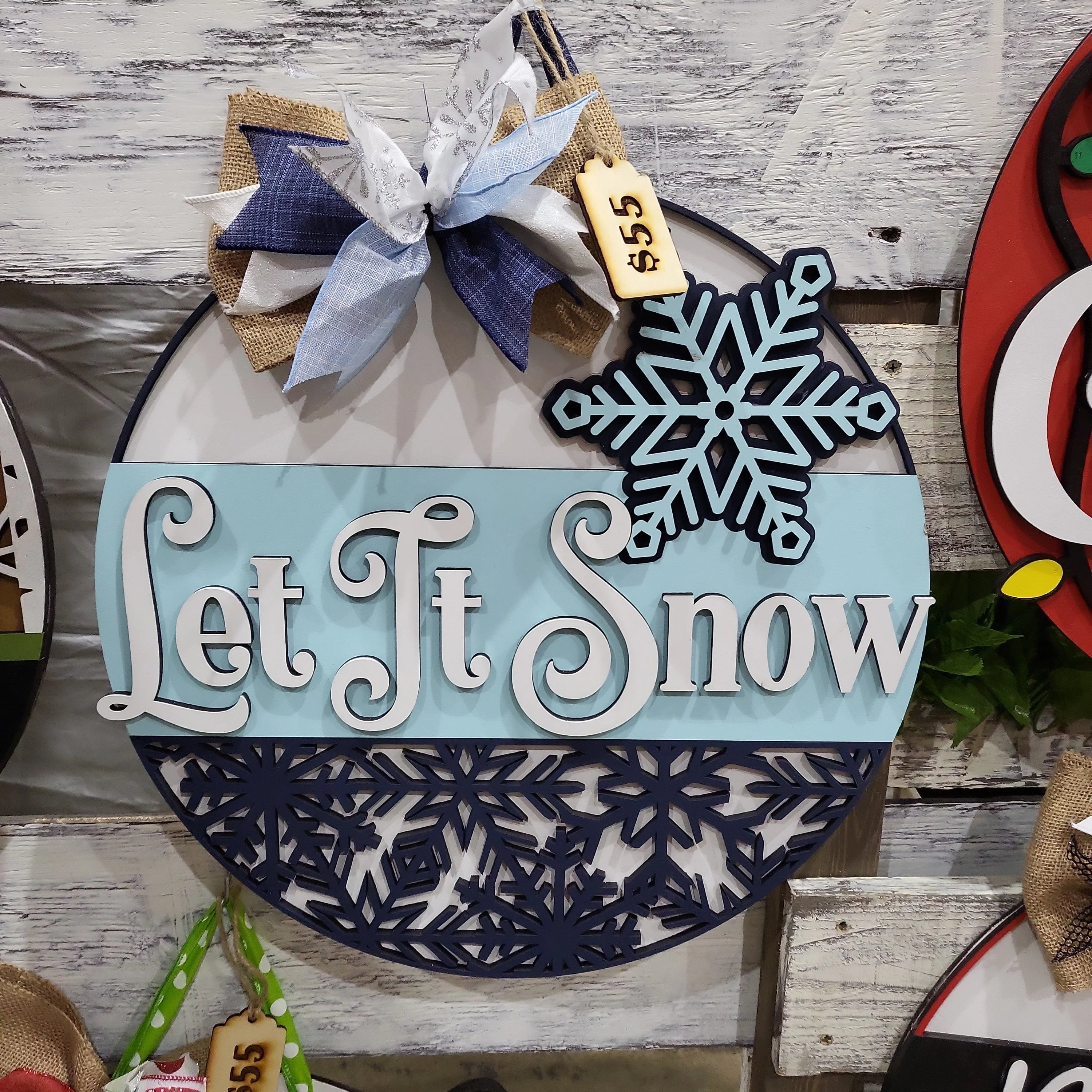 Let It Snow Snowflake Door Hanger - Finished