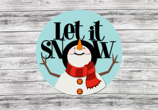 Let It Snow Snowman Door Hanger Sign - Finished