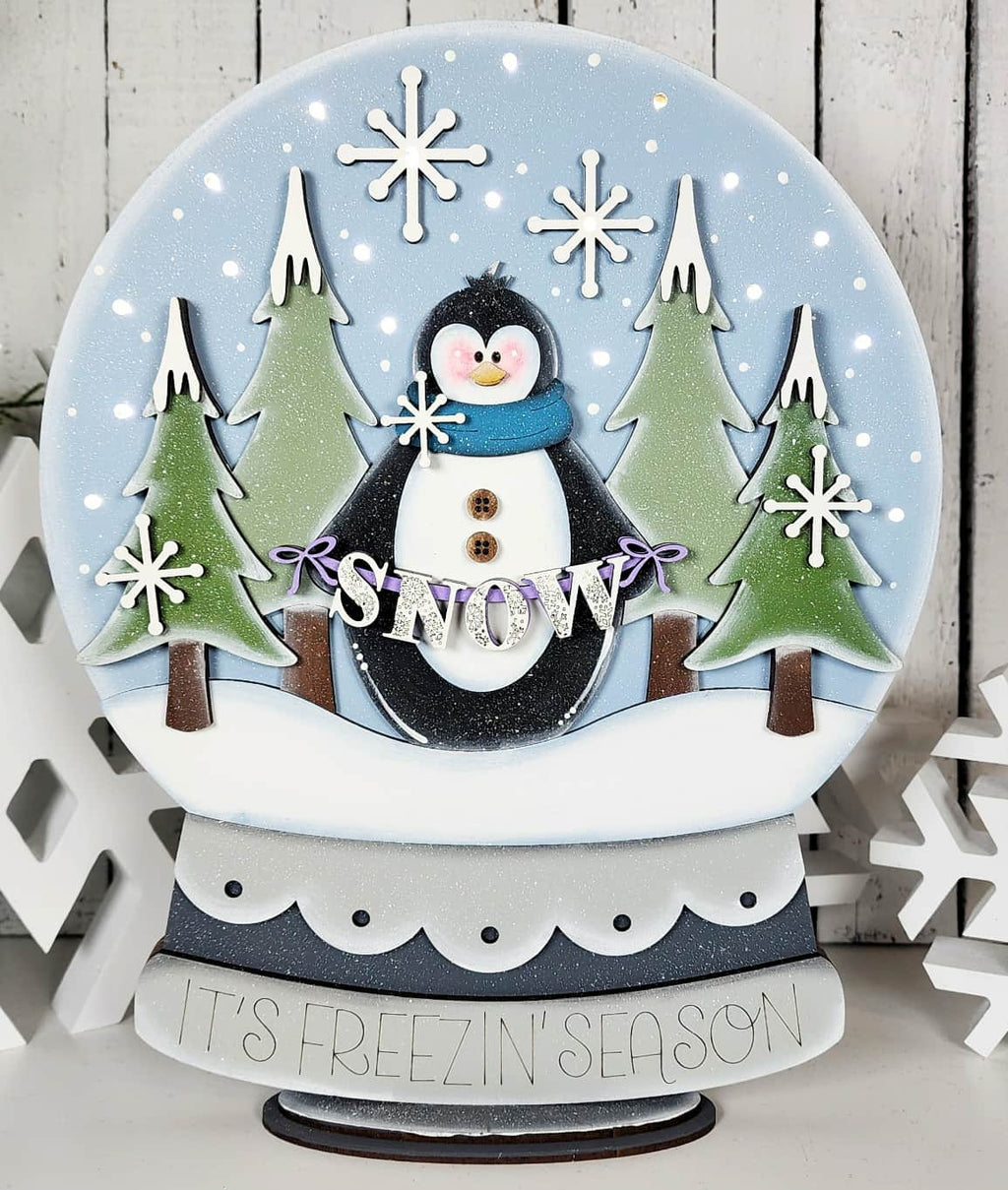 DIY Penguin Light Up Snowglobe With Lights - UnFinsihed Wood Only