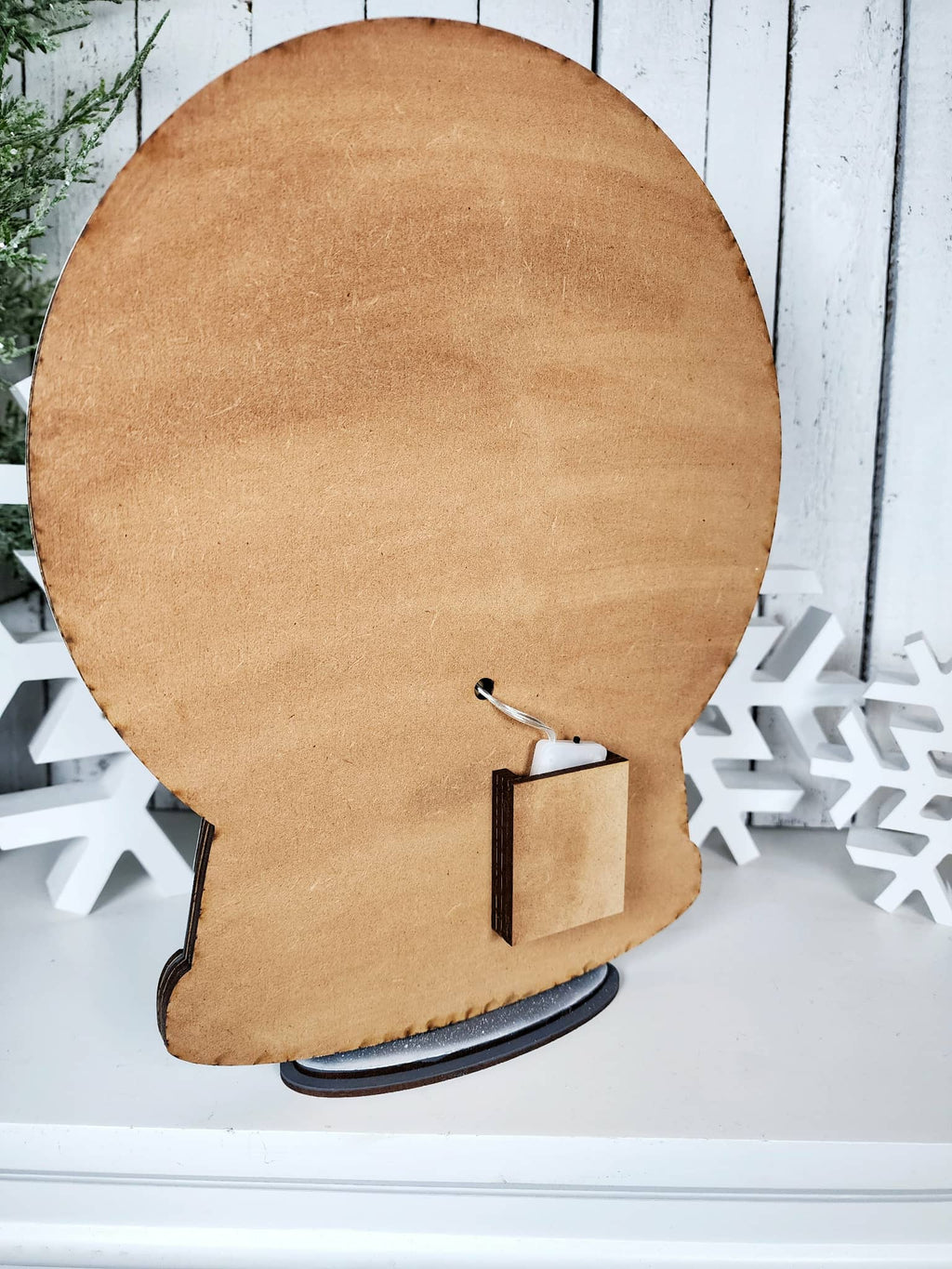 DIY Penguin Light Up Snowglobe With Lights - UnFinsihed Wood Only
