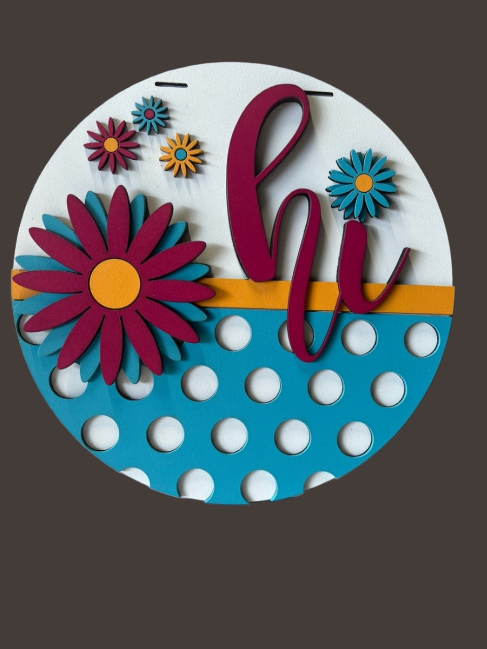 Hi Daisy Polka Dot Door Hanger - Finished