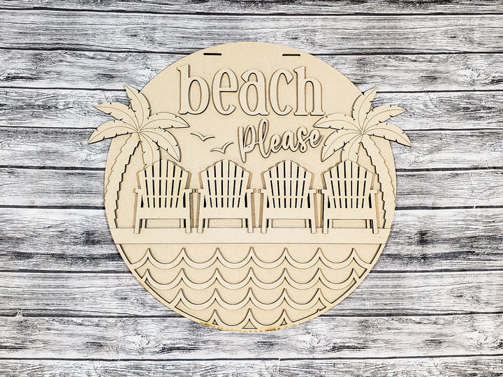 DIY Beach Please Door Hanger - Unfinished