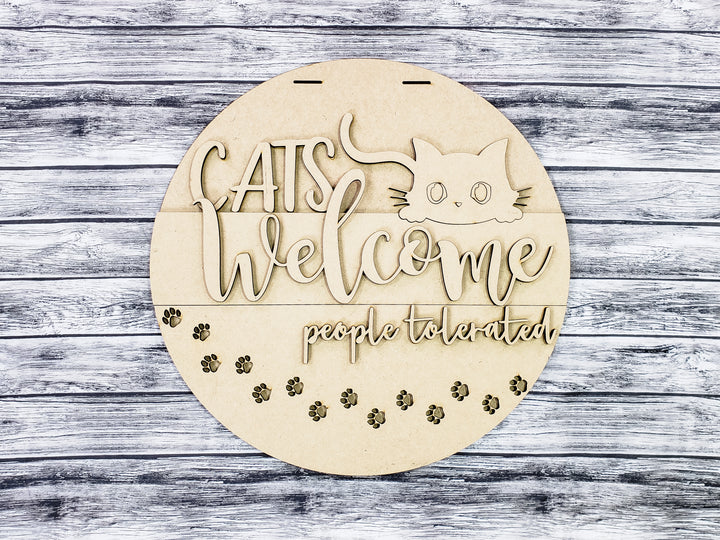 DIY Cats Welcome Door People Tolerated Hanger - Unfinished