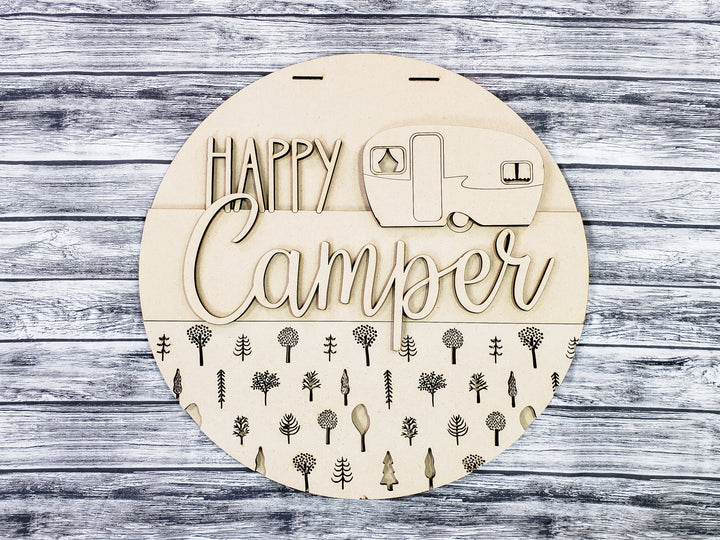 DIY Happy Camper Trailer Door Hanger - Unfinished