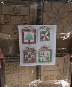 Small Quilt Ornaments set of 4 - Wood Only Unfinished
