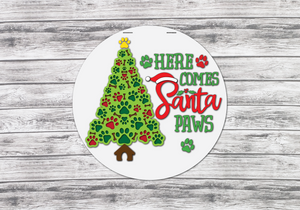 Here Comes Santa Paws Door Hanger - Finished