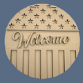 DIY Welcome American Flag with Thin Line Door Hanger Sign - Unfinished