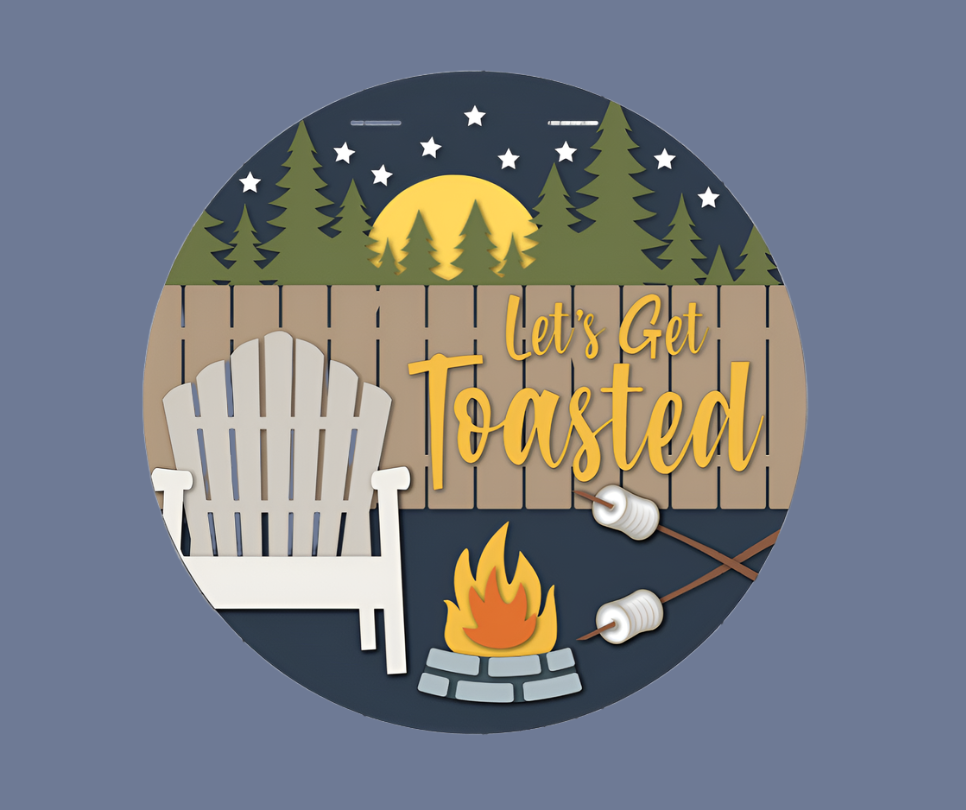 Let's Get Toasted Door Hanger Sign - Finished