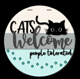 Cats Welcome Door Hanger Sign - Finished