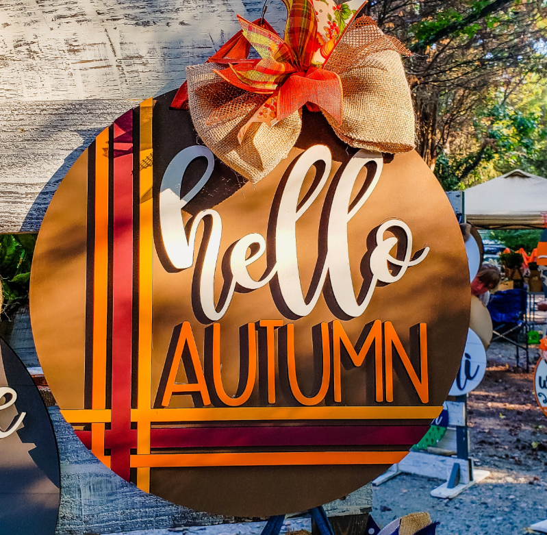 Hello Autumn Door Hanger Sign - Finished