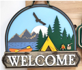 Welcome camping at the lake Door Hanger Sign - Finished