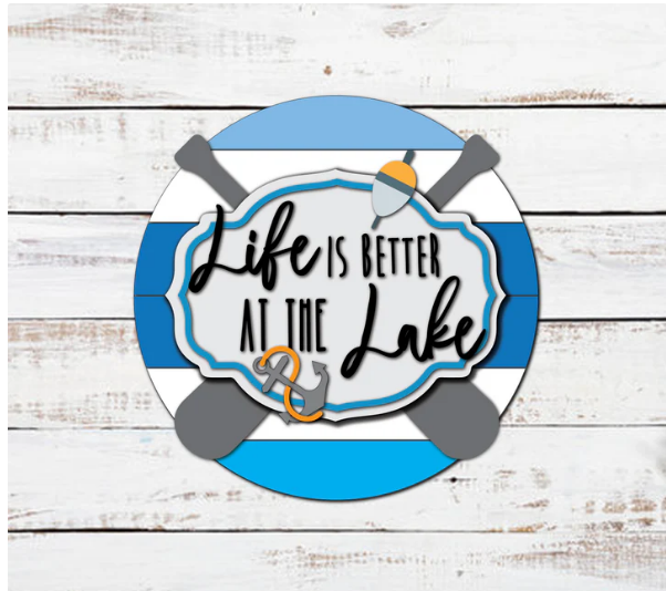 Life Is Better At The Lake Door Hanger Sign - Finished