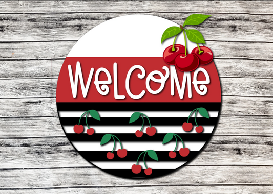 Welcome Cherries Door Hanger