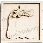 Framed Pumpkin with Leaves 6x6 sq