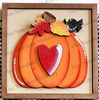 Pumpkin with Heart and Crow 6x6 sq