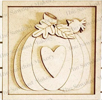 Pumpkin with Heart and Crow 6x6 sq