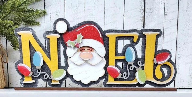 NOEL Word Art Shelf Sitter- Wood Only Unfinished