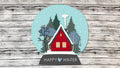 Snow Globe Happy Winter House Door Hanger - Finished
