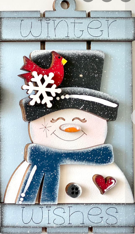 Snowman Winter Wishes  Pallet Ornament
