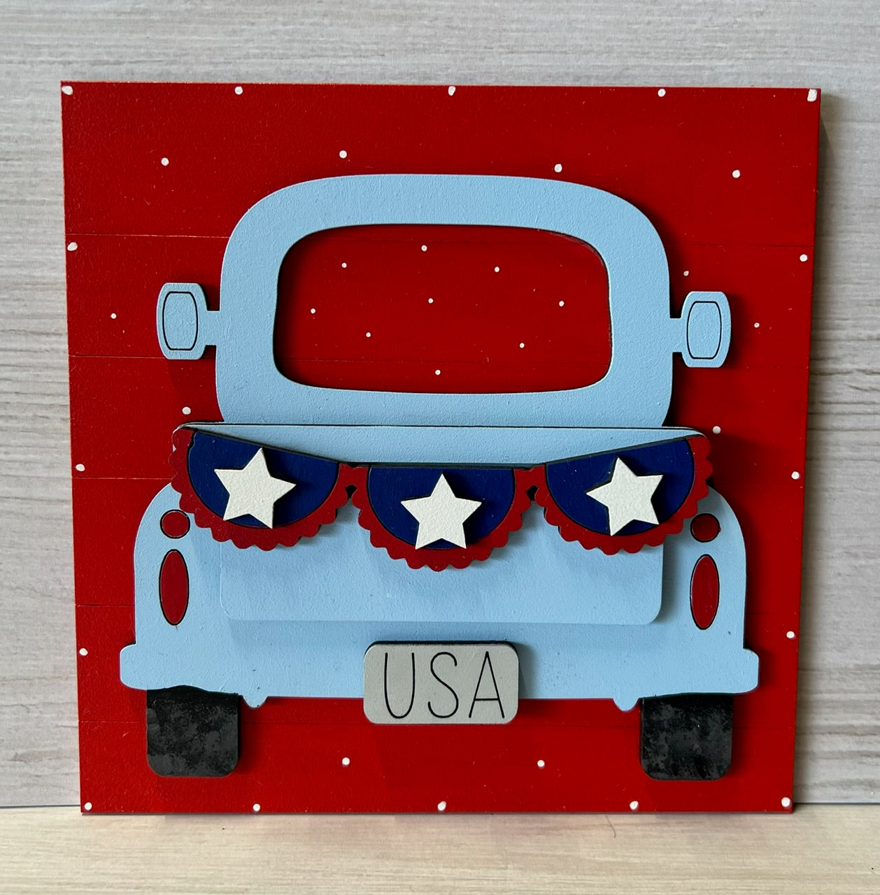 DIY  Pickup w/USA and Stars 6x6 Sign