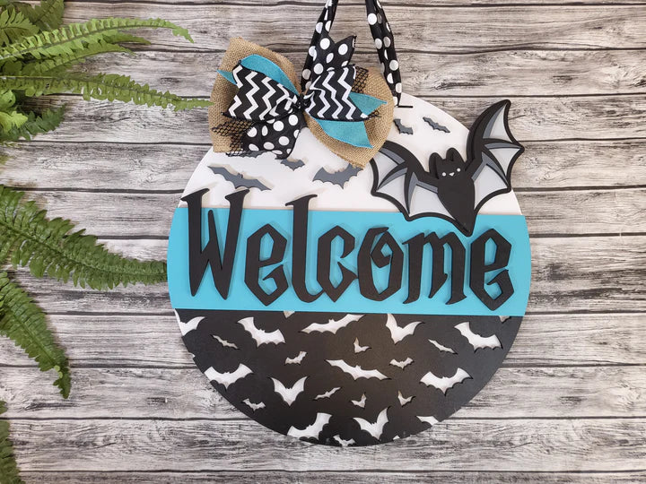 Welcome Bats Door Hanger Sign - Finished