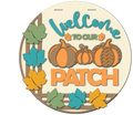 Welcome to our Patch with Leaves Border Door Hanger - Finished