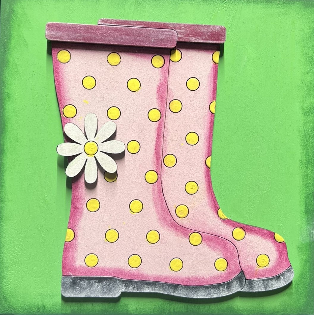 DIY 6"X6" Garden Boots Sign